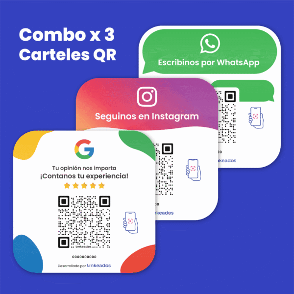 Combo x3 Carteles QR Clásicos a elección