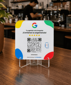 QR google con pie de acrilico Cartel con QR Google
