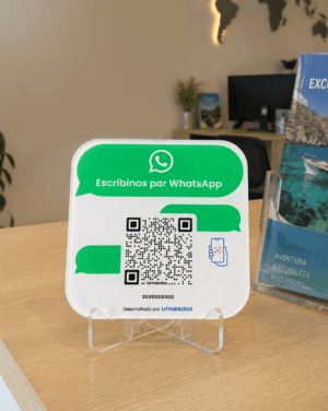 QR whapp con pie de acrilico Cartel con QR WhatsApp