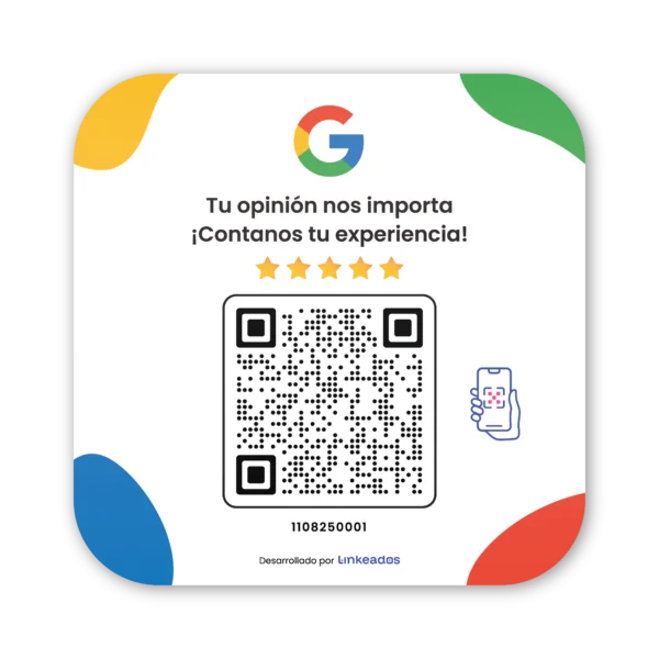 Cartel QR dinámico de acrílico para capturar reseñas de Google mi negocio ideal para empresas, locales, comercios, pymes y negocios físicos con análisis de estadísticas y seguimiento de uso por medio de reportes – Linkeados