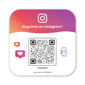 Cartel QR dinámico de acrílico para ganar seguidores en Instagram ideal para locales, comercios, empresas, pymes y negocios físicos con análisis de estadísticas y seguimiento de uso por medio de reportes – Linkeados
