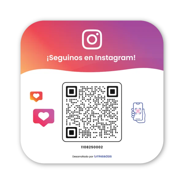 Cartel QR dinámico de acrílico para ganar seguidores en Instagram ideal para locales, comercios, empresas, pymes y negocios físicos con análisis de estadísticas y seguimiento de uso por medio de reportes – Linkeados