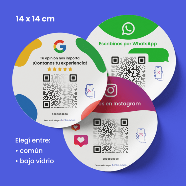 Combo de 3 stickers con QR